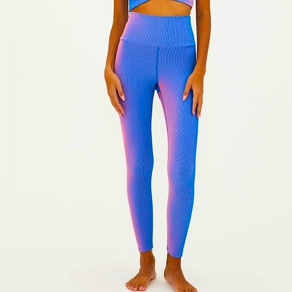 Beach Riot Tayler Legging Two Tone Rib Pink Blue Medium - Picture 1 of 7
